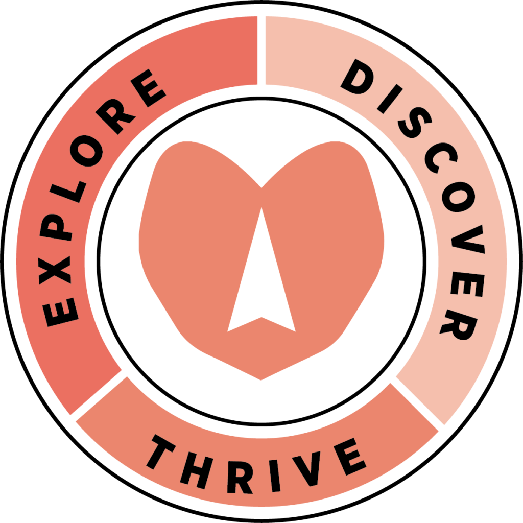 Casa sticker that read explore, discover, and thrive with a heart in the middle. Just another advantage of owning a casa franchise. 