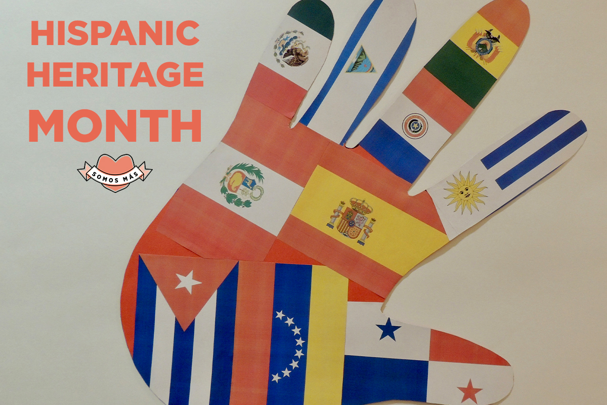 hand with multiple latin flags to celebrate hispanic heritage month