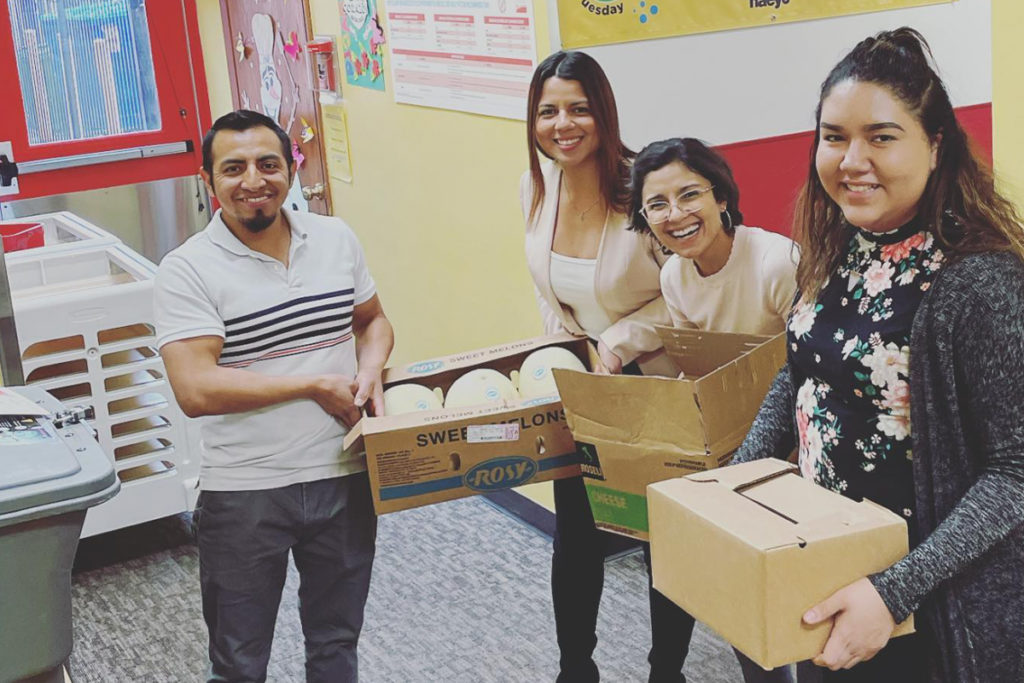 teachers from casa doing a food drive for community service